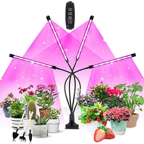 COKOLILA Pflanzenlampe Led, 4 Heads Pflanzenlicht Vollspektrum, Wachstumslampe, Dimmable Grow Light Pflanzenleuchte mit Zeitschaltuhr für Small Zimmerpflanzen von COKOLILA