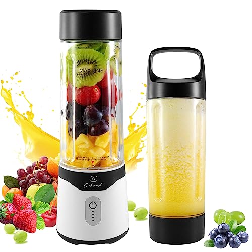 COKUNST Tragbarer Mixer für Smoothies und Shakes, 530ml Portable Blender mit 6 Klingen, Wiederaufladbarem Typ-C, Smoothie Mixer, Mini-Mixer mit Griffdeckel für die Reisesportküche von COKUNST