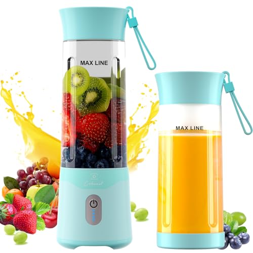 COKUNST Tragbarer Mixer für Smoothies und Shakes, 530ml Smoothie Maker mit 6 Klingen, Wiederaufladbarem Typ-C Portable Blender mit Reisedeckel, Mini Standmixer für Reisen, Küche (Grün) von COKUNST