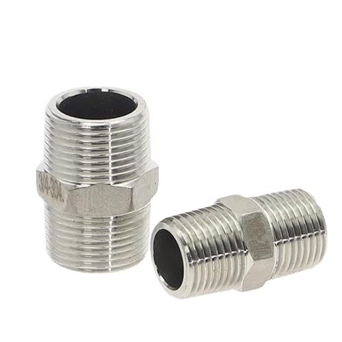 1/8 1/4 3/8 1/2 3/4 1" Außengewinde Sechskantnippel Union 304 Edelstahl Rohrverschraubung Anschluss Kupplung Wasser Öl Luft Gewindeadapter(3/8") von COKYIS