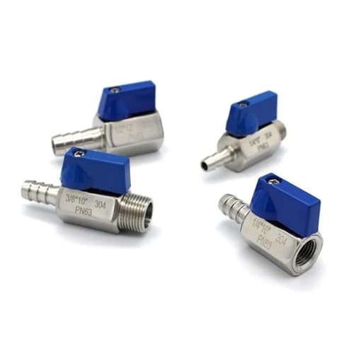 1/8 "1/4" 3/8 "1/2" 3/4 "BSPT Männlich Weiblich 6 7 8 10 12-20mm schlauch Barb Sanitär Ball Ventil Homebrew 304 Edelstahl Blau Griff(1/4",BSP FEMALE_TYPE-A_16MM) von COKYIS