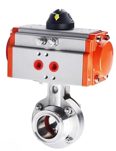 19-108mm Rohr 1,5 "2" -4 "Tri Clamp 304 316L Edelstahl Sanitär Schmetterling Ventil mit Pneumatische antrieb for Hausgebräu(19mm Pipe50.5mm AT52,SS304 NO) von COKYIS