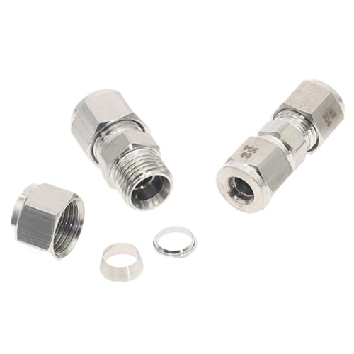 3 4 6 8 10 12mm 1/8" 1/4" 3/8" 1/2" OD Rohr 304 SS Edelstahl Doppelklemmring Rohrverschraubung Anschlussadapter(1/4") von COKYIS