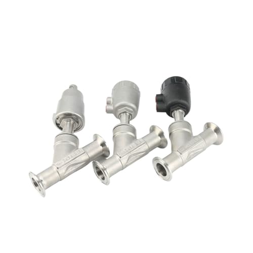 DN15 20 25 32 40 50 Tri-Clamp Y-förmiges pneumatisch betätigtes Winkelsitzventil aus 304 Edelstahl for Dampf, Gas, Öl, Wasser(DN32-K50.5mm,BSPT SS304_B_NO) von COKYIS