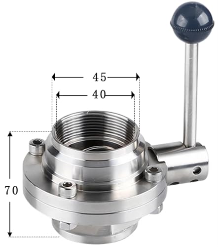 DN32/40/50/65/80/100 1-1/4" 1-1/2" 2" 2,5" 3" 3,5" 4" BSPT Female 304 Edelstahl Absperrklappe Homebrew(DN32 1-1l4 BSPT) von COKYIS