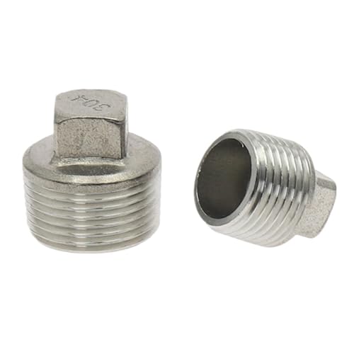 Edelstahl 304 1/4" 3/8" 1/2" 3/4" 1" 1-1/4' BSPT Außengewinde Rohrverschraubung Vierkantstopfen SS304(1/8") von COKYIS