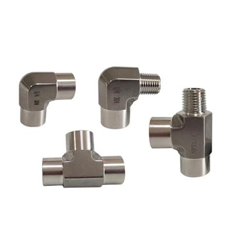 Hochdruckschmieden 1/8" 1/4" 3/8" 1/2" BSPT Innengewinde Winkelstück T-Stück 3 Wege 304 Edelstahl Rohrverschraubung Anschluss(Elbow Female,BSP 304_3/8") von COKYIS