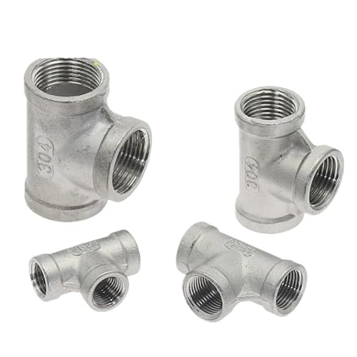 SS 304 Edelstahl-Adapter 1/8" 1/4" 3/8" 1/2" 3/4" 1" 1-1/4" 1-1/2" Innengewinde BSPT Wasserrohrverschraubung 3-Wege-T-Adapter(1") von COKYIS