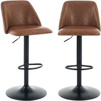 Barhocker (2er-Set) – Gepolsterte Barstühle aus Kunstleder mit halbkreisförmiger Rückenlehne, für Esszimmer oder Küche – Braun - Colamy von COLAMY