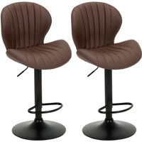 Barhocker (2er-Set) – Gepolsterte Barstühle aus Kunstleder mit halbkreisförmiger Rückenlehne, für Esszimmer oder Küche – Braun - Colamy von COLAMY