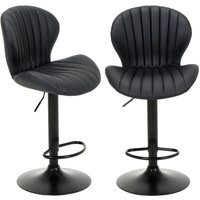 Barhocker (2er-Set) – Gepolsterte Barstühle aus Kunstleder mit halbkreisförmiger Rückenlehne, für Esszimmer oder Küche – Schwarz - Colamy von COLAMY