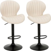 Barhocker (2er-Set) – Gepolsterte Barstühle aus Kunstleder mit halbkreisförmiger Rückenlehne, für Esszimmer oder Küche – Weiß - Colamy von COLAMY
