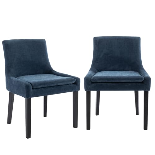 COLAMY 2er Set Esszimmerstühle Moderner Cord Gepolsterter Stuhl mit mittlerer Rückenlehne und Holzbeinen für Wohnzimmer/Esszimmer, Blau COLAMY 2er Set Esszimmerstühle Moderner Cord Gepolsterter Stuhl mit mittlerer Rückenlehne und Holzbeinen für Wohnzimmer/Esszimmer, Blau von COLAMY