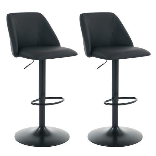 COLAMY Barhocker 2er Set, Höhenverstellbarer Barstool, 360° Drehbarer Barstuhl mit Lehne, Leder Kücheninsel Barstühle mit Fußstütze, Rutschfestes Metallfuß, Geeignet für Küche, Bar, Esszimmer, Schwarz COLAMY Barhocker 2er Set, Höhenverstellbarer Barstool, 360° Drehbarer Barstuhl mit Lehne, Leder Kücheninsel Barstühle mit Fußstütze, Rutschfestes Metallfuß, Geeignet für Küche, Bar, Esszimmer, Schwarz von COLAMY