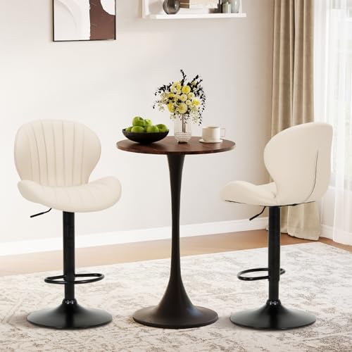 COLAMY Barhocker 2er Set Höhenverstellbar 360° Drehbar Barstühle, Küchenstühle mit Rückenlehne und Fußstütze, Barstuhl PU-Kunstleder für Küche, Bar, Esszimmer, Büro, Beige COLAMY Barhocker 2er Set Höhenverstellbar 360° Drehbar Barstühle, Küchenstühle mit Rückenlehne und Fußstütze, Barstuhl PU-Kunstleder für Küche, Bar, Esszimmer, Büro, Beige von COLAMY