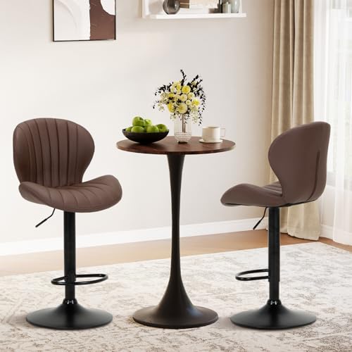 COLAMY Barhocker 2er Set Höhenverstellbar 360° Drehbar Barstühle, Küchenstühle mit Rückenlehne und Fußstütze, Barstuhl PU-Kunstleder für Küche, Bar, Esszimmer, Büro, Braun COLAMY Barhocker 2er Set Höhenverstellbar 360° Drehbar Barstühle, Küchenstühle mit Rückenlehne und Fußstütze, Barstuhl PU-Kunstleder für Küche, Bar, Esszimmer, Büro, Braun von COLAMY