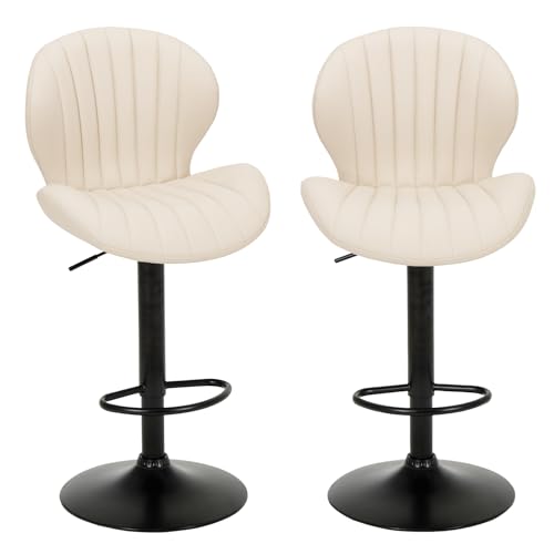 COLAMY Barhocker 2er Set Höhenverstellbar 61-81.5cm mit Rückenlehne, 360°Drehbarer Barstuhl Kücheninsel Hocker aus PU-Kunstleder – Für Küche, Bar, Esszimmer, Büro, Beige COLAMY Barhocker 2er Set Höhenverstellbar 61-81.5cm mit Rückenlehne, 360°Drehbarer Barstuhl Kücheninsel Hocker aus PU-Kunstleder – Für Küche, Bar, Esszimmer, Büro, Beige von COLAMY