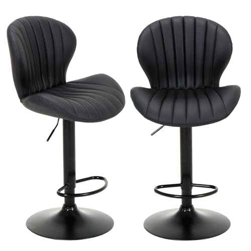 COLAMY Barhocker 2er Set Höhenverstellbar 61-81.5cm mit Rückenlehne, 360° Drehbarer Barstuhl Kücheninsel Hocker aus PU-Kunstleder – Für Küche, Bar, Esszimmer, Büro, Schwarz COLAMY Barhocker 2er Set Höhenverstellbar 61-81.5cm mit Rückenlehne, 360° Drehbarer Barstuhl Kücheninsel Hocker aus PU-Kunstleder – Für Küche, Bar, Esszimmer, Büro, Schwarz von COLAMY