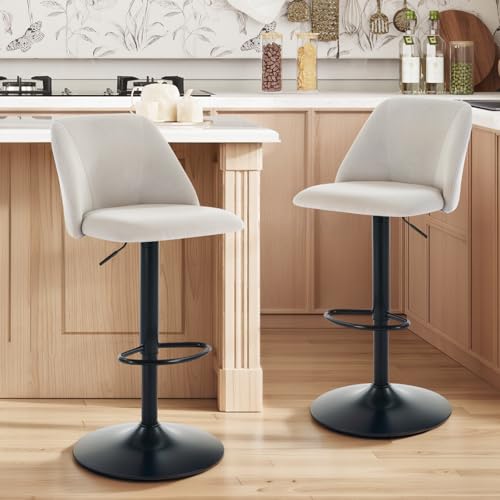 COLAMY Barhocker 2er Set Höhenverstellbar 63.5-84.5cm mit Rückenlehne, 360° Drehbarer Barstuhl Kücheninsel Hocker aus PU-Kunstleder, Stabile Barstühle für Küche Bar Esszimmer - Grau COLAMY Barhocker 2er Set Höhenverstellbar 63.5-84.5cm mit Rückenlehne, 360° Drehbarer Barstuhl Kücheninsel Hocker aus PU-Kunstleder, Stabile Barstühle für Küche Bar Esszimmer - Grau von COLAMY