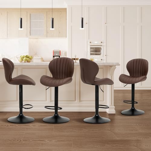 COLAMY Barhocker 4er Set Höhenverstellbar 360° Drehbar Barstühle, Küchenstühle mit Rückenlehne und Fußstütze, Barstuhl PU-Kunstleder für Küche, Bar, Esszimmer, Büro, Braun COLAMY Barhocker 4er Set Höhenverstellbar 360° Drehbar Barstühle, Küchenstühle mit Rückenlehne und Fußstütze, Barstuhl PU-Kunstleder für Küche, Bar, Esszimmer, Büro, Braun von COLAMY