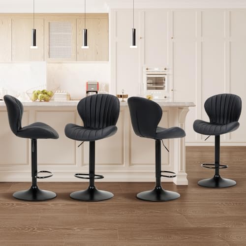 COLAMY Barhocker 4er Set Höhenverstellbar 360° Drehbar Barstühle, Küchenstühle mit Rückenlehne und Fußstütze, Barstuhl PU-Kunstleder für Küche, Bar, Esszimmer, Büro, Schwarz COLAMY Barhocker 4er Set Höhenverstellbar 360° Drehbar Barstühle, Küchenstühle mit Rückenlehne und Fußstütze, Barstuhl PU-Kunstleder für Küche, Bar, Esszimmer, Büro, Schwarz von COLAMY