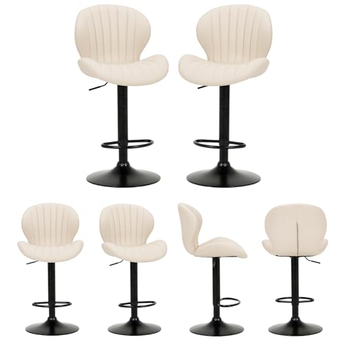 COLAMY Barhocker 6er Set Höhenverstellbar 360° Drehbar Barstühle, Küchenstühle mit Rückenlehne und Fußstütze, Barstuhl PU-Kunstleder für Küche, Bar, Esszimmer, Büro, Beige COLAMY Barhocker 6er Set Höhenverstellbar 360° Drehbar Barstühle, Küchenstühle mit Rückenlehne und Fußstütze, Barstuhl PU-Kunstleder für Küche, Bar, Esszimmer, Büro, Beige von COLAMY