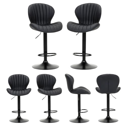 COLAMY Barhocker 6er Set Höhenverstellbar 360° Drehbar Barstühle, Küchenstühle mit Rückenlehne und Fußstütze, Barstuhl PU-Kunstleder für Küche, Bar, Esszimmer, Büro, Schwarz COLAMY Barhocker 6er Set Höhenverstellbar 360° Drehbar Barstühle, Küchenstühle mit Rückenlehne und Fußstütze, Barstuhl PU-Kunstleder für Küche, Bar, Esszimmer, Büro, Schwarz von COLAMY
