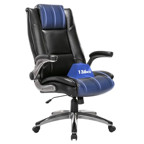 COLAMY Computer-Schreibtisch-Stuhl mit gepolsterten Flip-up-Arme, einstellbare Kippsperre, Dreh-Rollstuhl Ergonomischer Stuhl für Erwachsene Arbeiten Studie (schwarz) von COLAMY