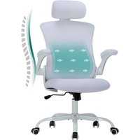 COLAMY Ergonomischer Bürostuhl mit atmungsaktiver Mesh-Rückenlehne, verstellbarer Lendenstütze & Kopfstütze, klappbare Armlehnen – Weiß COLAMY Ergonomischer Bürostuhl mit atmungsaktiver Mesh-Rückenlehne, verstellbarer Lendenstütze & Kopfstütze, klappbare Armlehnen – Weiß von COLAMY