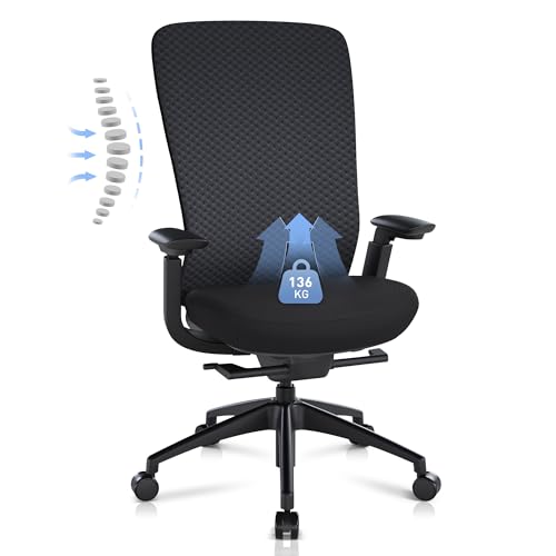 COLAMY Ergonomischer Netz-Bürostuhl, Computer-Executive-Schreibtischstuhl, Ergonomischer Bürostuhl mit Lendenstütze und flexiblem Rückenlehnen, Rutschsitz, Dunkelgrau von COLAMY