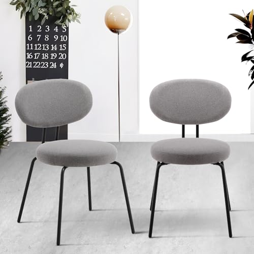 COLAMY Esszimmerstühle 2er Set, Moderne Küchenstühle Esszimmer Stühle, Polsterstuhl Dining Chairs Kleine Runde Metallseitenstühle Mit Gekrümmter Rückenlehne Für Esszimmer, Küche, Restaurant, Grau von COLAMY