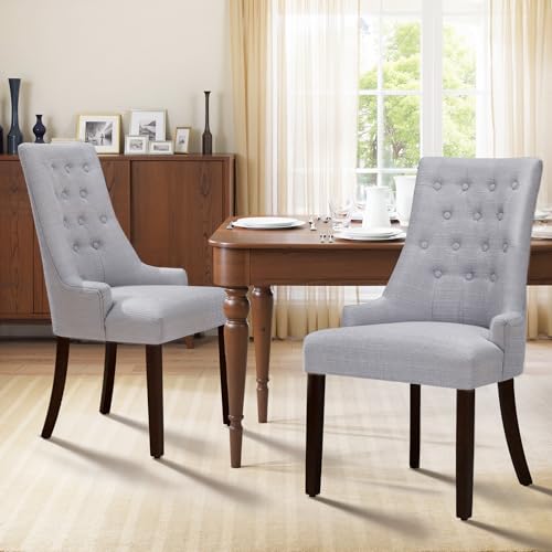 COLAMY Esszimmerstühle 2er Set, Moderne Küchenstuhl Gepolsterte Esszimmerstühle im Wingback, Polsterstuhl Wohnzimmerstuhl mit Knopfsteppung für Esszimmer, Küche, Restaurant mit Holzbeinen, Hellgrau COLAMY Esszimmerstühle 2er Set, Moderne Küchenstuhl Gepolsterte Esszimmerstühle im Wingback, Polsterstuhl Wohnzimmerstuhl mit Knopfsteppung für Esszimmer, Küche, Restaurant mit Holzbeinen, Hellgrau von COLAMY