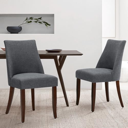COLAMY Esszimmerstühle 2er Set, Moderne Küchenstuhl Polsterstuhl Stühle mit Rückenlehne, Stoff Dining Chairs mit Holzbeinen für Esszimmer, Küche, Restaurant mit Holzbeinen, Dunkelgrau COLAMY Esszimmerstühle 2er Set, Moderne Küchenstuhl Polsterstuhl Stühle mit Rückenlehne, Stoff Dining Chairs mit Holzbeinen für Esszimmer, Küche, Restaurant mit Holzbeinen, Dunkelgrau von COLAMY