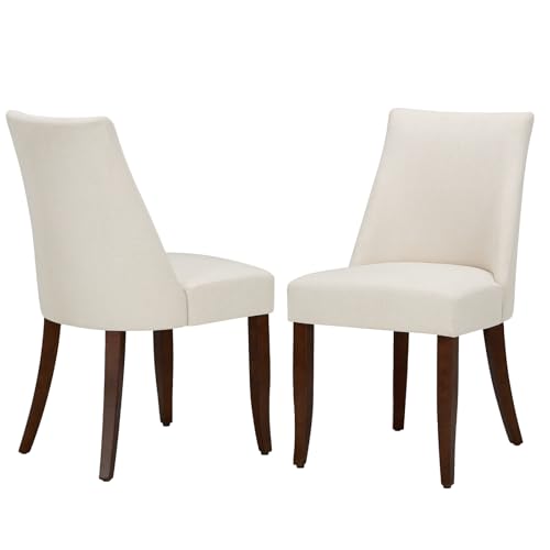 COLAMY Esszimmerstühle 2er Set, Moderne Polsterstühle mit Rückenlehne, Bequeme Stoff Essstühle Holzbeine, Platzsparend für Küche Esszimmer Restaurant (Beige) von COLAMY