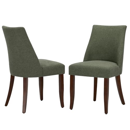 COLAMY Esszimmerstühle 2er Set, Moderne Polsterstühle mit Rückenlehne, Bequeme Stoff Essstühle Holzbeine, Platzsparend für Küche Esszimmer Restaurant (Grün) von COLAMY