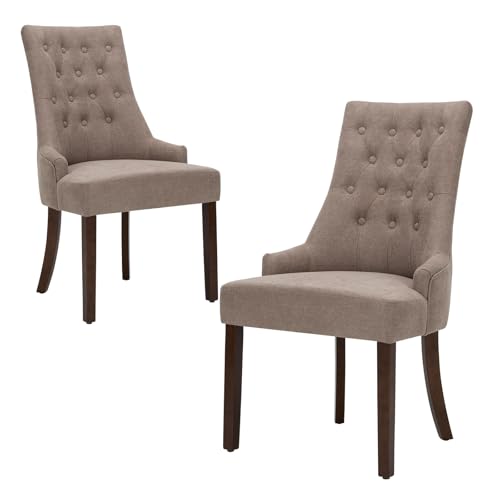 COLAMY Esszimmerstühle 2er Set, Moderne Wingback Essstühle mit Polsterung & Massivholzbeinen, Gepolsterte Küchenstühle für Esszimmer Küche Restaurant, Taupe von COLAMY