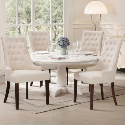 COLAMY Esszimmerstühle 4er Set, Moderne Küchenstuhl Gepolsterte Esszimmerstühle im Wingback, Polsterstuhl Wohnzimmerstuhl mit Knopfsteppung für Esszimmer, Küche, Restaurant mit Holzbeinen, Beige COLAMY Esszimmerstühle 4er Set, Moderne Küchenstuhl Gepolsterte Esszimmerstühle im Wingback, Polsterstuhl Wohnzimmerstuhl mit Knopfsteppung für Esszimmer, Küche, Restaurant mit Holzbeinen, Beige von COLAMY