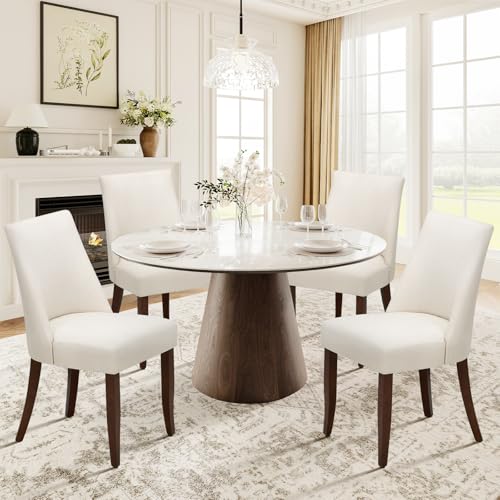 COLAMY Esszimmerstühle 4er Set, Moderne Küchenstuhl Polsterstuhl Stühle mit Rückenlehne, Stoff Dining Chairs mit Holzbeinen für Esszimmer, Küche, Restaurant mit Holzbeinen, Beige COLAMY Esszimmerstühle 4er Set, Moderne Küchenstuhl Polsterstuhl Stühle mit Rückenlehne, Stoff Dining Chairs mit Holzbeinen für Esszimmer, Küche, Restaurant mit Holzbeinen, Beige von COLAMY