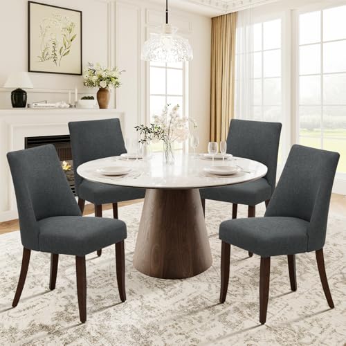COLAMY Esszimmerstühle 4er Set, Moderne Küchenstuhl Polsterstuhl Stühle mit Rückenlehne, Stoff Dining Chairs mit Holzbeinen für Esszimmer, Küche, Restaurant mit Holzbeinen, Dunkelgrau COLAMY Esszimmerstühle 4er Set, Moderne Küchenstuhl Polsterstuhl Stühle mit Rückenlehne, Stoff Dining Chairs mit Holzbeinen für Esszimmer, Küche, Restaurant mit Holzbeinen, Dunkelgrau von COLAMY