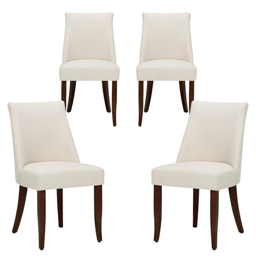 COLAMY Esszimmerstühle 4er Set, Moderne Polsterstühle mit Rückenlehne, Bequeme Stoff Essstühle Holzbeine, Platzsparend für Küche Esszimmer Restaurant (Beige) von COLAMY
