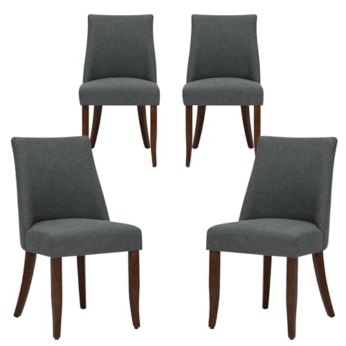 COLAMY Esszimmerstühle 4er Set, Moderne Polsterstühle mit Rückenlehne, Bequeme Stoff Essstühle Holzbeine, Platzsparend für Küche Esszimmer Restaurant (Dunkelgrau) von COLAMY