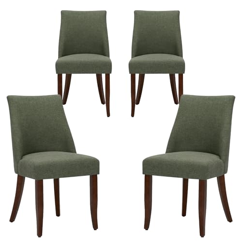 COLAMY Esszimmerstühle 4er Set, Moderne Polsterstühle mit Rückenlehne, Bequeme Stoff Essstühle Holzbeine, Platzsparend für Küche Esszimmer Restaurant (Grün) von COLAMY