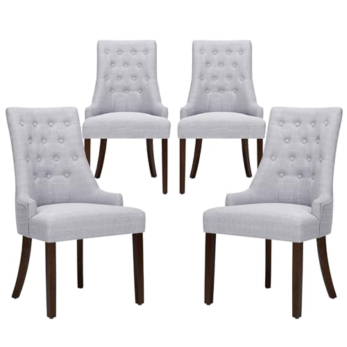 COLAMY Esszimmerstühle 4er Set, Moderne Wingback Essstühle mit Polsterung & Massivholzbeinen, Gepolsterte Küchenstühle für Esszimmer Küche Restaurant, Hellgrau COLAMY Esszimmerstühle 4er Set, Moderne Wingback Essstühle mit Polsterung & Massivholzbeinen, Gepolsterte Küchenstühle für Esszimmer Küche Restaurant, Hellgrau von COLAMY