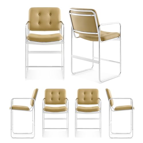 COLAMY Esszimmerstühle 6er Set, Barstuhl mit Lehne, PU-Leder Küchenstühle mit Rückenlehne, PU-Leder Kücheninsel Barstuhl in Thekenhöhe für Esszimmer, Küche, Restaurant, Grün von COLAMY