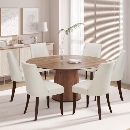 COLAMY Esszimmerstühle 6er Set, Moderne Küchenstuhl Polsterstuhl Stühle mit Rückenlehne, Stoff Dining Chairs mit Holzbeinen für Esszimmer, Küche, Restaurant mit Holzbeinen, Beige von COLAMY