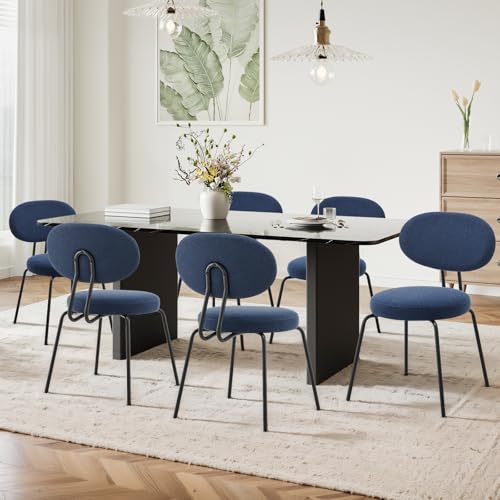 COLAMY Esszimmerstühle 6er Set, Moderne Polsterstühle mit Metallbeinen Ergonomische Küchenstühle Essstühle Set für Esszimmer Küche Wohnzimmer Höhe 47.5 cm, Blau von COLAMY