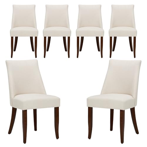 COLAMY Esszimmerstühle 6er Set, Moderne Polsterstühle mit Rückenlehne, Bequeme Stoff Essstühle Holzbeine, Platzsparend für Küche Esszimmer Restaurant (Beige) von COLAMY