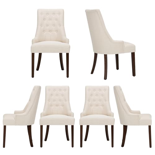 COLAMY Esszimmerstühle 6er Set, Moderne Wingback Essstühle mit Polsterung & Massivholzbeinen, Gepolsterte Küchenstühle für Esszimmer Küche Restaurant, Beige COLAMY Esszimmerstühle 6er Set, Moderne Wingback Essstühle mit Polsterung & Massivholzbeinen, Gepolsterte Küchenstühle für Esszimmer Küche Restaurant, Beige von COLAMY