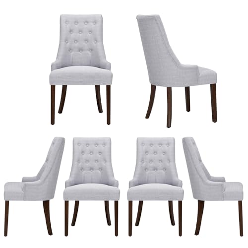 COLAMY Esszimmerstühle 6er Set, Moderne Wingback Essstühle mit Polsterung & Massivholzbeinen, Gepolsterte Küchenstühle für Esszimmer Küche Restaurant, Hellgrau COLAMY Esszimmerstühle 6er Set, Moderne Wingback Essstühle mit Polsterung & Massivholzbeinen, Gepolsterte Küchenstühle für Esszimmer Küche Restaurant, Hellgrau von COLAMY