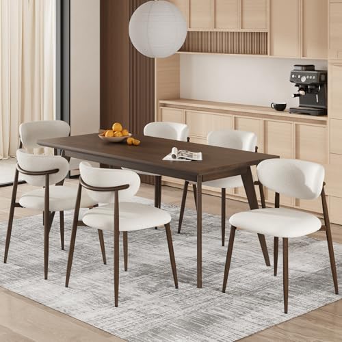COLAMY Küchenstuhl Esszimmerstühle 6er Set, Moderne Polsterstuhl Essstühle mit Fester Rückenlehne, Stoff Esszimmerstühl mit Metallbeinen für Esszimmer, Küche, Restaurant, Beige von COLAMY